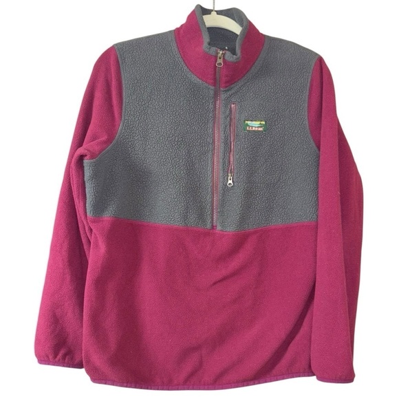 LL Bean Fuschia Gray Fleece Quarter Zip Jacket Women’s XL Winter Cozy Comfort - Picture 7 of 13